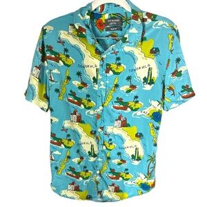 Primark Thailand print button down shirt m